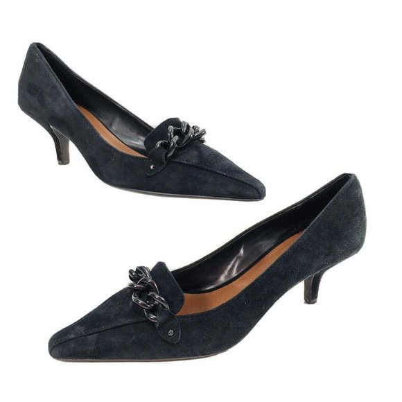 Etienne Aigner 6 M Black Suede Pointy Toe Heel - Picture 1 of 11